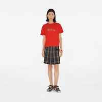 Heart Logo Cotton T-shirt in Tulip red - Women | Burberry® Official