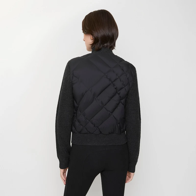 Check-stitch Nylon and Wool Jacket in Black - Women | Burberry® Official