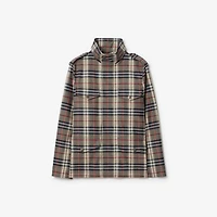 Check Bonded Wool Field Jacket in Black/chipping beige - Men | Burberry® Official