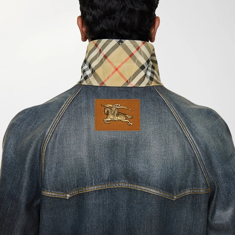Coated Denim Jacket in Mid blue - Men, Cotton | Burberry® Official