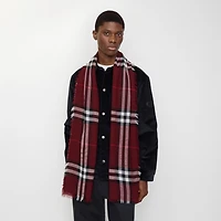 Wide Check Wool Scarf in Oxblood | Burberry® Official