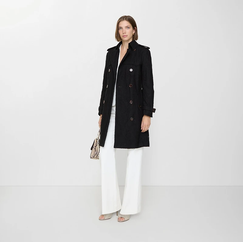 Mid-length Paisley Lace Foxfield Trench Coat in Black - Women | Burberry® Official