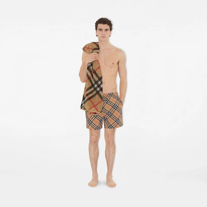 Check Cotton Towel in Sand | Burberry® Official