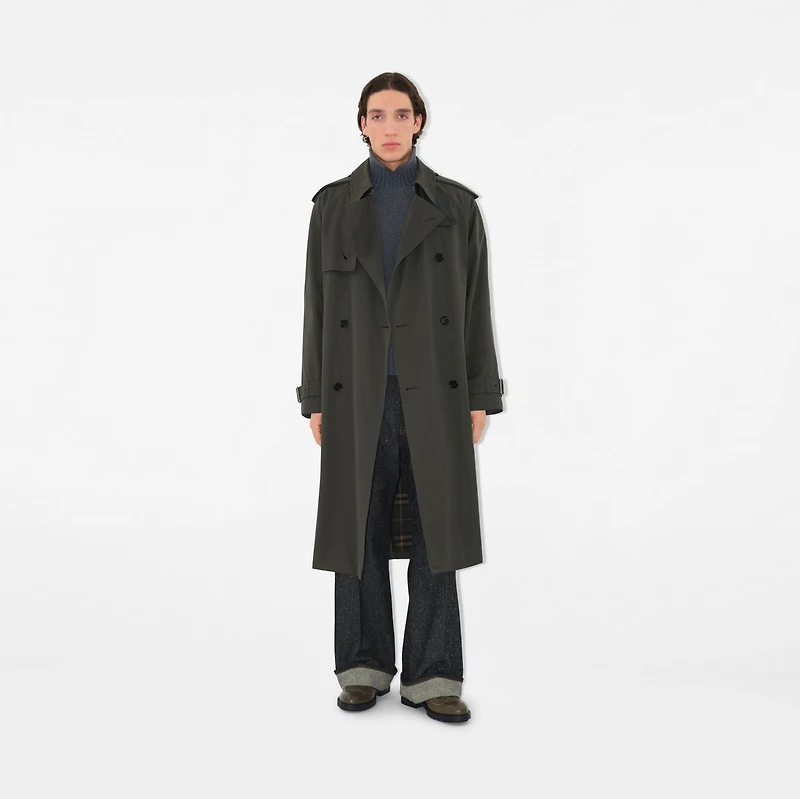 Long Gabardine Trench Coat in Graphite - Men, Cotton | Burberry® Official