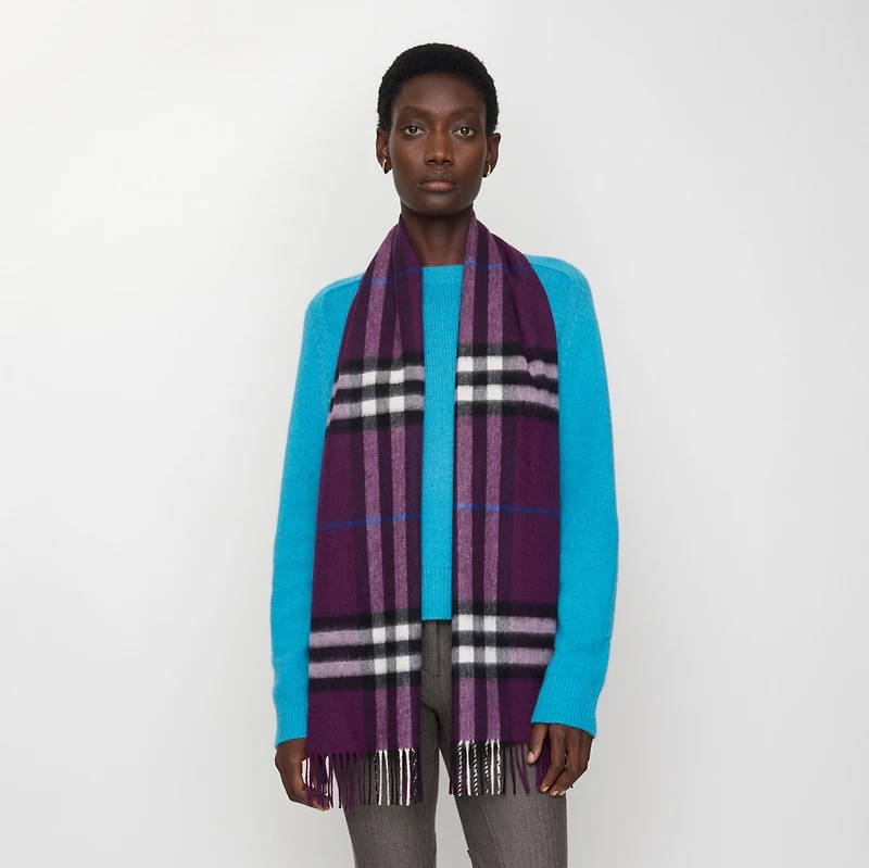 Check Cashmere Scarf in Pansy | Burberry® Official