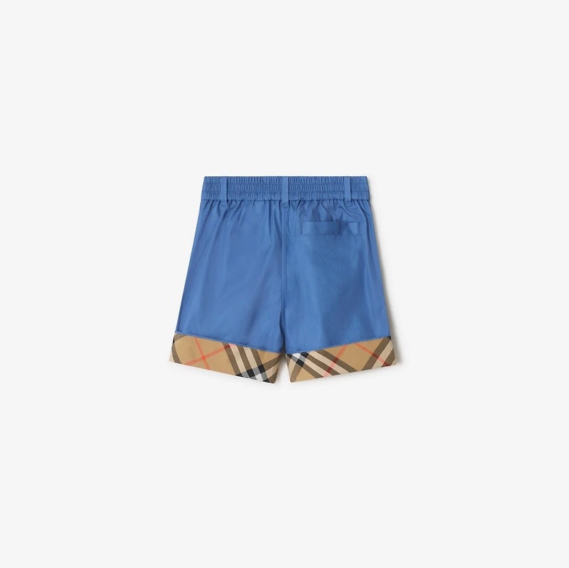 Check Turn-up Cotton Shorts in Warm cornflower blue | Burberry® Official