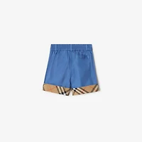 Check Turn-up Cotton Shorts in Warm cornflower blue | Burberry® Official