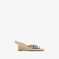 Check Mews Espadrille Mules​ in Sand - Women, Linen | Burberry® Official
