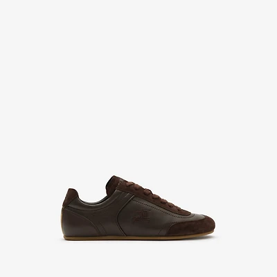 Leather Knight Runner Sneakers​ in Moorhen brown - Women | Burberry® Official