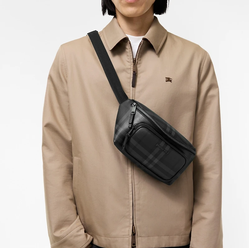 City Check Belt Bag in Iron grey - Men, Cotton, Technical | Burberry® Official