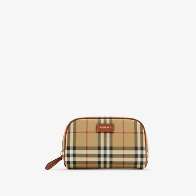 Small Check Travel Pouch in Archive beige/briar brown - Women | Burberry® Official