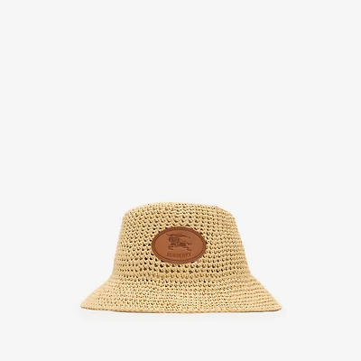 Knight Stamp Raffia-effect Bucket Hat in Natural - Men | Burberry® Official