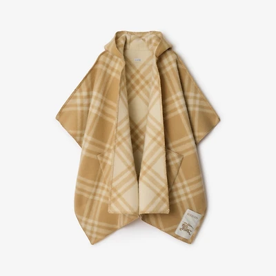 Reversible Check Wool Cape in Sand/ecru | Burberry® Official