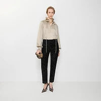 Vine Silk Blend Velvet Tailored Trousers in Black - Women, Nylon | Burberry® Official