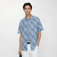 Regular Fit Check Cotton Shirt in Cornflower blue - Men | Burberry® Official
