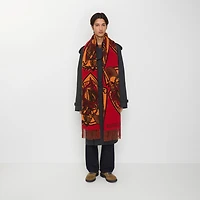 Charging Knight Wool Cashmere Scarf in Fire orange | Burberry® Official