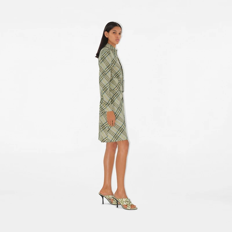 Check Stretch Linen Shirt Dress in Breeze - Women | Burberry® Official