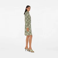 Check Stretch Linen Shirt Dress in Breeze - Women | Burberry® Official