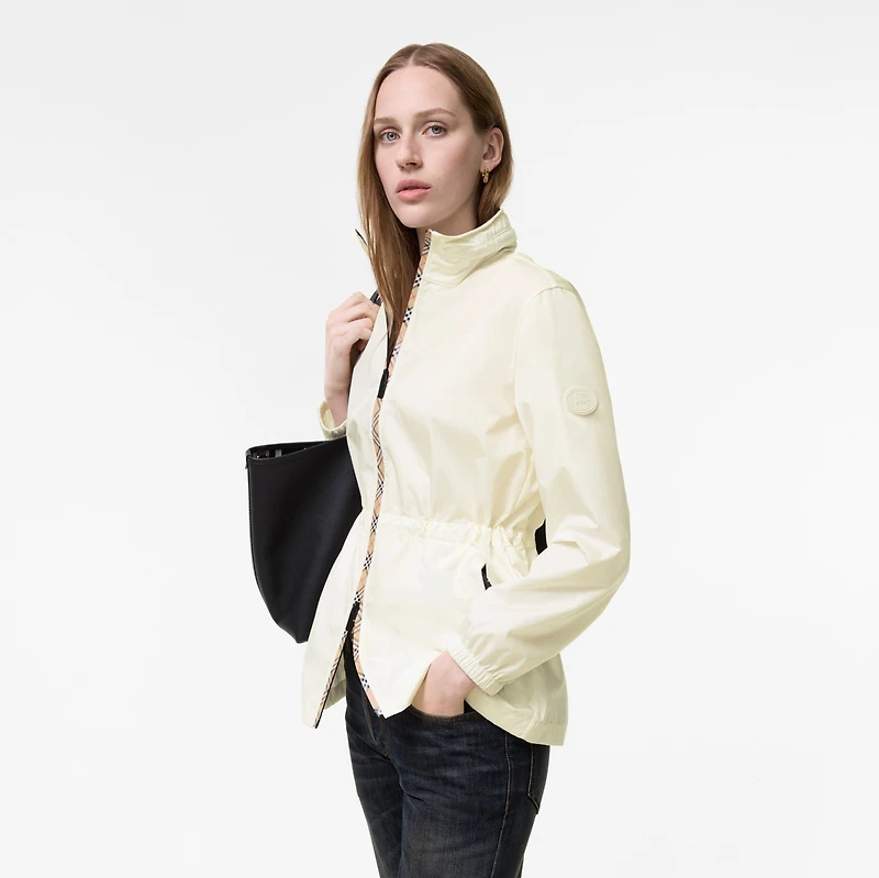 Short Checker-tape Nylon Parka in Seashell white - Women | Burberry® Official