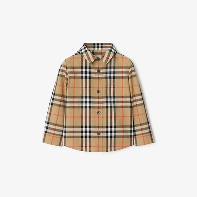 Check Cotton Shirt in Sand beige | Burberry® Official