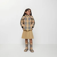 Check Hooded Puffer Jacket in Sand beige | Burberry® Official