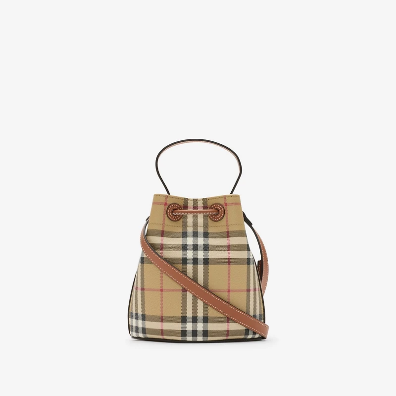 Mini Check Bucket Bag in Archive beige/briar brown - Women | Burberry® Official