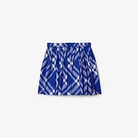 Pleated Check Cotton Skirt in Knight | Burberry® Official