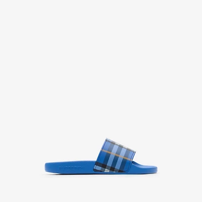 Check Slides in Hyacinth blue - Children | Burberry® Official