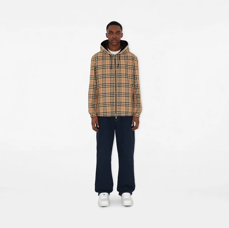 Reversible Check Jacket in Sand beige - Men, Nylon | Burberry® Official