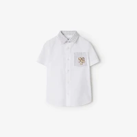 Thomas Bear Striped Cotton Shirt in White | Burberry® Official