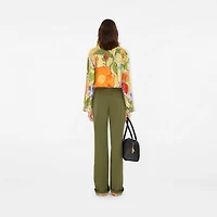 Highgrove Turn-up Cotton Trousers in Wreath - Women | Burberry® Official
