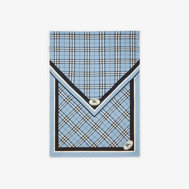 Check Knight Stamp Silk Scarf in Bank blue | Burberry® Official