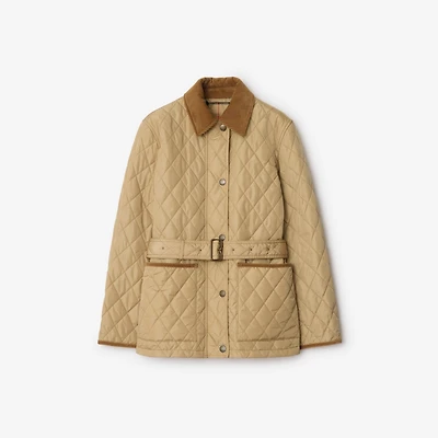 Quilted Nylon Jacket in Flax - Women | Burberry® Official