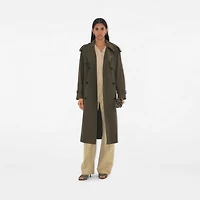 Long Gabardine Castleford Trench Coat in Otter - Women, Cotton Gabardine | Burberry® Official