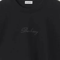 Check Cursive Logo Cotton T-shirt in Black - Men | Burberry® Official