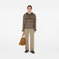 Check Silk Blend Hooded Jacket in Brush - Men | Burberry® Official