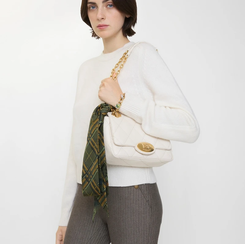 Skinny Reversible Etched Knight Silk Scarf in Moat green | Burberry® Official