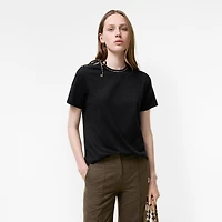 Tie-sleeve Cotton T-shirt in Black - Women | Burberry® Official