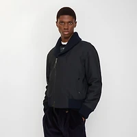 Wool Blend Bomber Jacket in Navy - Men, Nylon | Burberry® Official