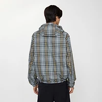Reversible Check Hooded Jacket in Wave blue - Men, Nylon | Burberry® Official