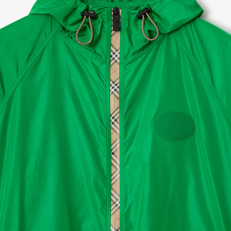 Checker-tape Nylon Hooded Jacket in Caterpillar green - Men | Burberry® Official