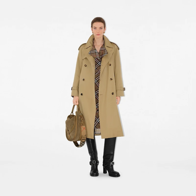Long Castleford Trench Coat in Beige - Women, Cotton | Burberry® Official