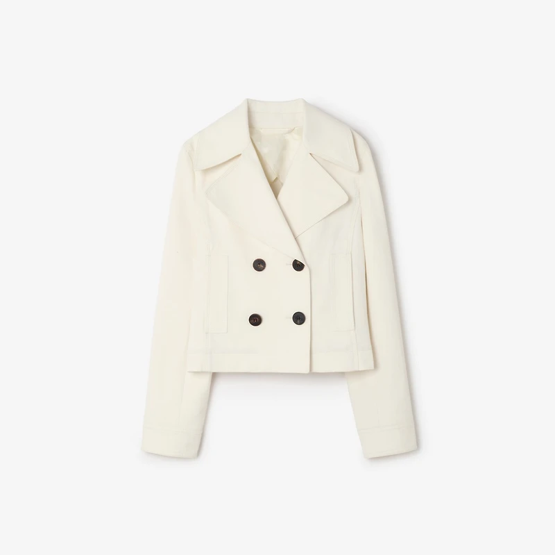 Cropped Cotton Jacket in Tundra white - Women | Burberry® Official