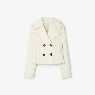 Cropped Cotton Jacket in Tundra white - Women | Burberry® Official