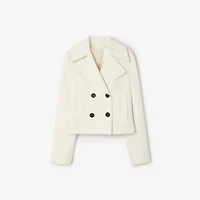 Cropped Cotton Jacket in Tundra white - Women | Burberry® Official