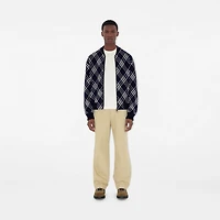 Check Wool Blend Bomber Jacket in Ink blue - Men | Burberry® Official