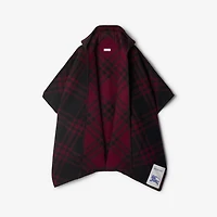 Reversible Check Wool Cape in Cranberry | Burberry® Official