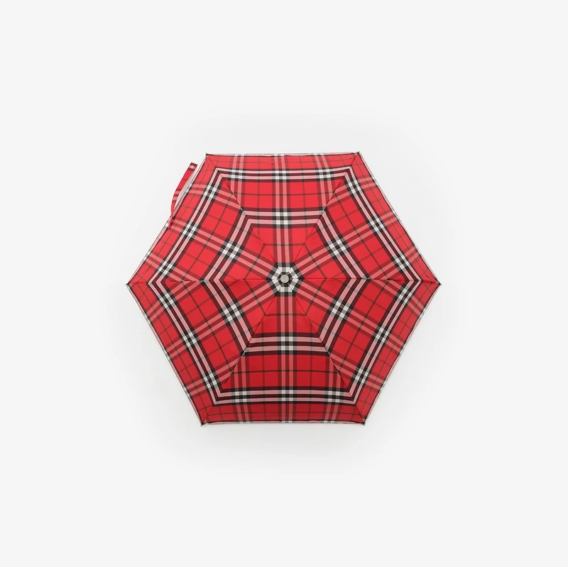 Check Folding Umbrella in Post red | Burberry® Official