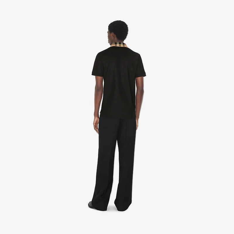 Check Collar Cotton Polo Shirt in