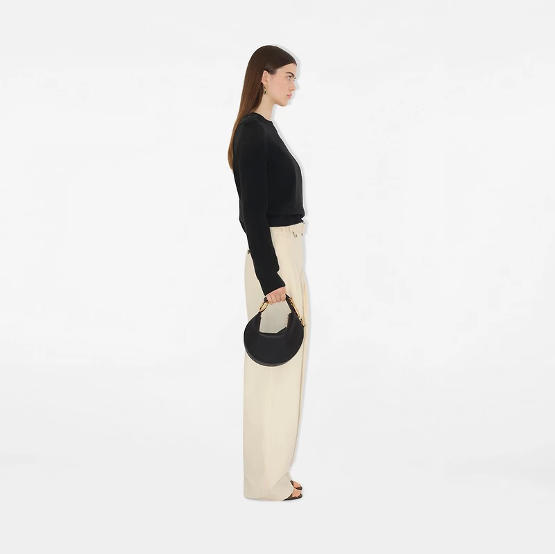 Check Epaulette Wool Cashmere Blend Sweater in Black - Women | Burberry® Official